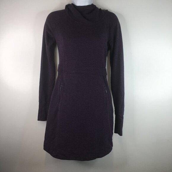 Athleta Purple Power Down Hooded Dress Front Pockets Size XXS - Picture 2 of 11